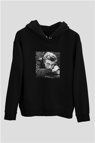 James Dean Baskılı Unisex Siyah Hoodie