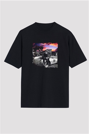 James Dean Baskılı Unisex Siyah Oversize Tişört