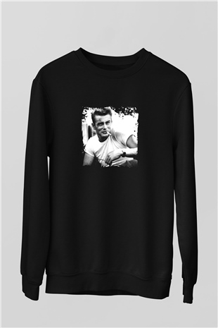 James Dean Baskılı Unisex Siyah Sweatshirt