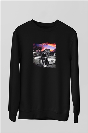 James Dean Baskılı Unisex Siyah Sweatshirt