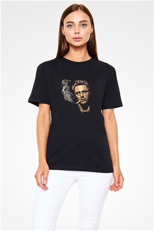 James Dean Baskılı Unisex Siyah Tişört