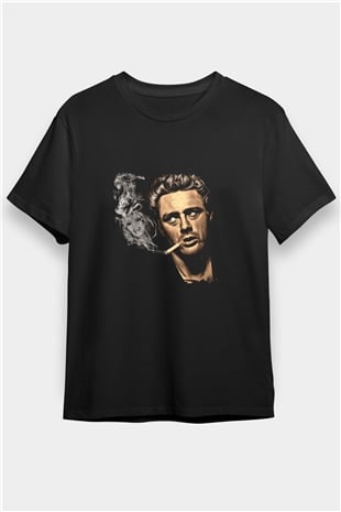 James Dean Baskılı Unisex Siyah Tişört