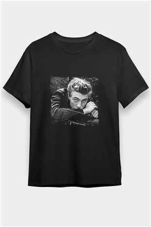 James Dean Baskılı Unisex Siyah Tişört