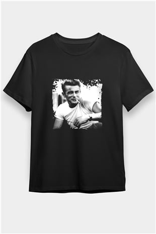 James Dean Baskılı Unisex Siyah Tişört