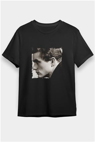James Dean Baskılı Unisex Siyah Tişört