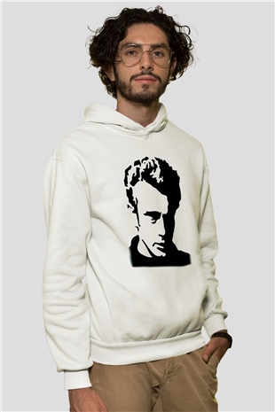 James Dean Beyaz Unisex Kapşonlu Sweatshirt