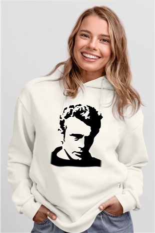 James Dean Beyaz Unisex Kapşonlu Sweatshirt