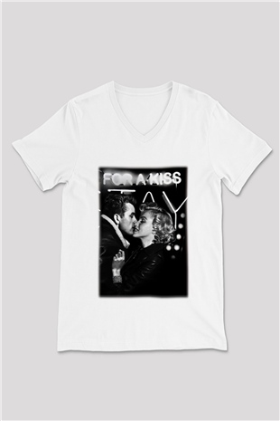 James Dean Beyaz Unisex V Yaka Tişört T-Shirt