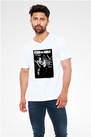 James Dean Beyaz Unisex V Yaka Tişört T-Shirt