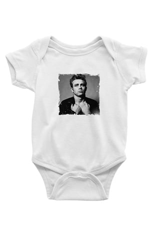 James Dean Unisex Baskılı Beyaz Bebek Body - Zıbın