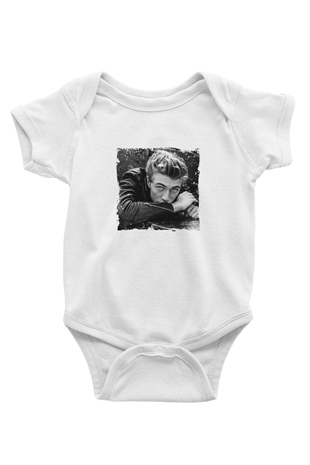 James Dean Unisex Baskılı Beyaz Bebek Body - Zıbın