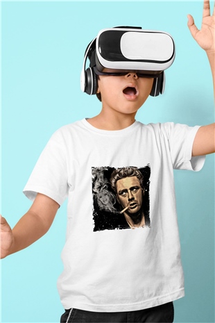James Dean Unisex Baskılı Beyaz Çocuk Tişört