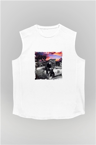 James Dean Unisex Baskılı Beyaz Kolsuz Tişört