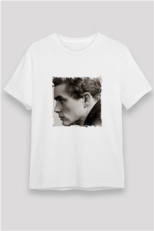 James Dean Unisex Baskılı Beyaz Tişört