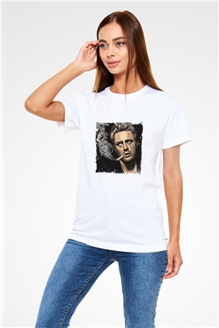 James Dean Unisex Baskılı Beyaz Tişört