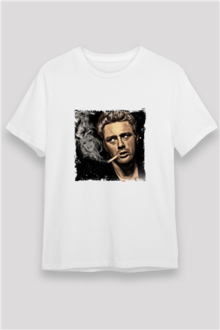 James Dean Unisex Baskılı Beyaz Tişört