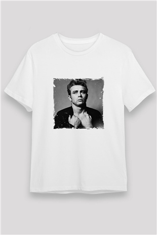 James Dean Unisex Baskılı Beyaz Tişört