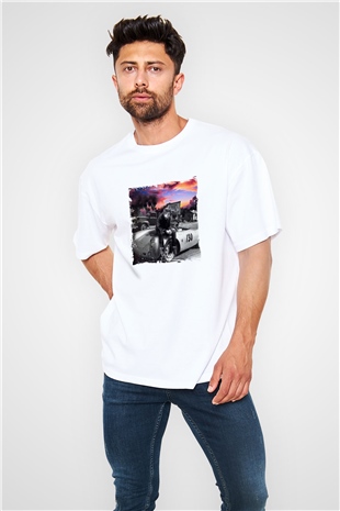 James Dean Oversize Baskılı Beyaz Tişört