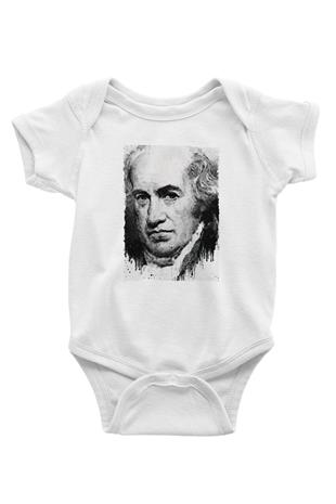 James Watt Baskılı Beyaz Bebek Body - Zıbın