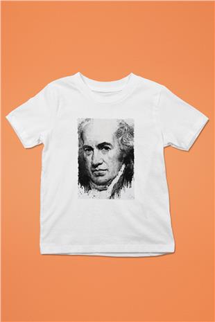 James Watt Baskılı Unisex Beyaz Çocuk Tişörtü - Tshirt