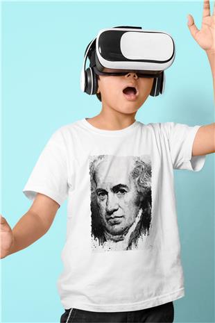 James Watt Baskılı Unisex Beyaz Çocuk Tişörtü - Tshirt