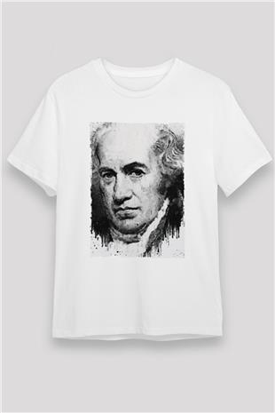 James Watt Baskılı Unisex Beyaz Tişört - Tshirt