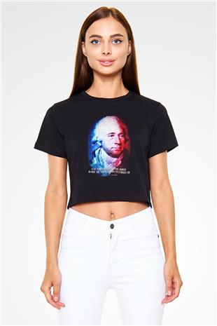 James Watt Portre Baskılı Crop Top Kadın Tİşört - Tshirt