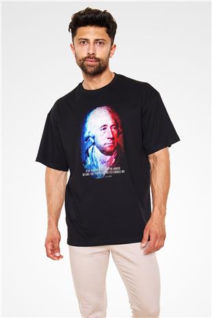 James Watt Portre Baskılı Unisex Oversize Tişört - Tshirt