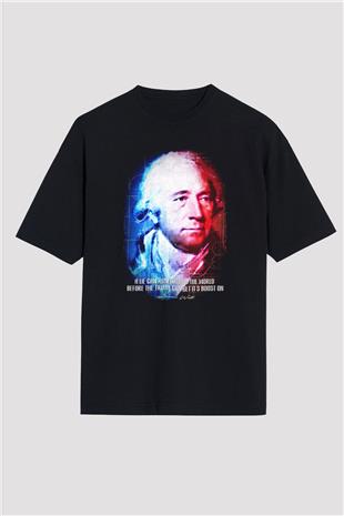 James Watt Portre Baskılı Unisex Oversize Tişört - Tshirt