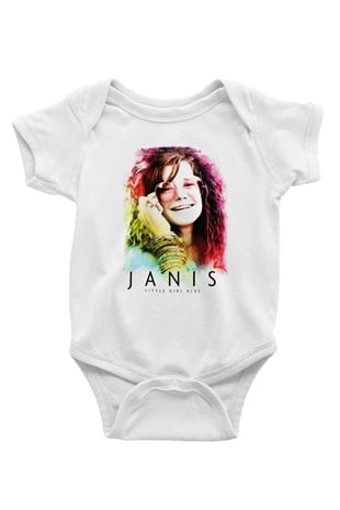 Janis Joplin Baskılı Beyaz Unisex Bebek Body - Zıbın