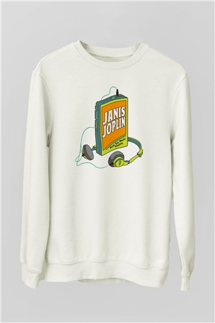 Janis Joplin Beyaz Unisex Sweatshirt