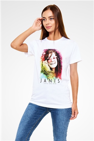 Janis Joplin Beyaz Unisex Tişört T-Shirt - TişörtFabrikası