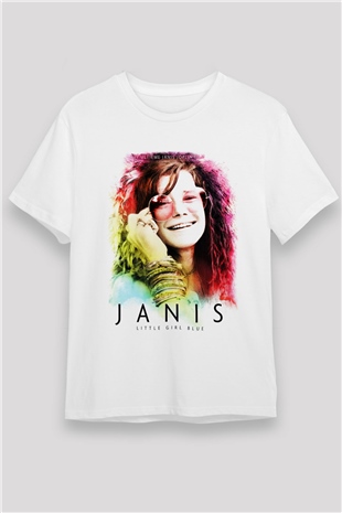 Janis Joplin Beyaz Unisex Tişört T-Shirt - TişörtFabrikası