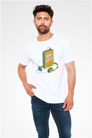Janis Joplin Beyaz Unisex Tişört T-Shirt - TişörtFabrikası