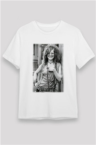 Janis Joplin Beyaz Unisex Tişört T-Shirt - TişörtFabrikası