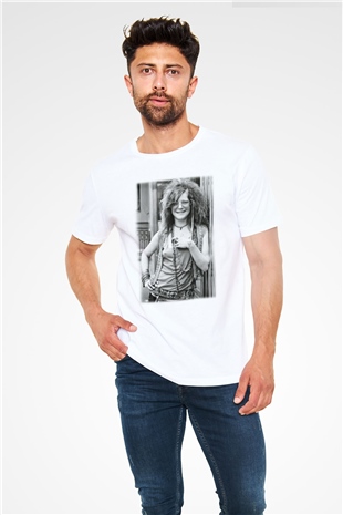 Janis Joplin Beyaz Unisex Tişört T-Shirt - TişörtFabrikası