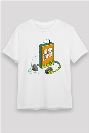 Janis Joplin Beyaz Unisex Tişört T-Shirt - TişörtFabrikası