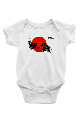 Japonya Baskılı Beyaz Unisex Bebek Body - Zıbın