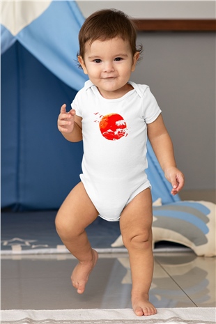 Japonya Baskılı Beyaz Unisex Bebek Body - Zıbın