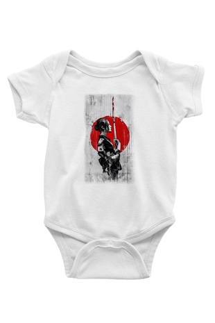 Japonya Baskılı Beyaz Unisex Bebek Body - Zıbın
