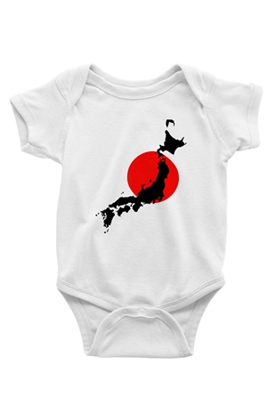 Japonya Baskılı Beyaz Unisex Bebek Body - Zıbın