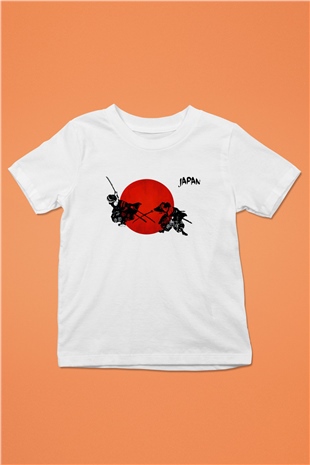 Japonya Baskılı Beyaz Unisex Çocuk Tişört