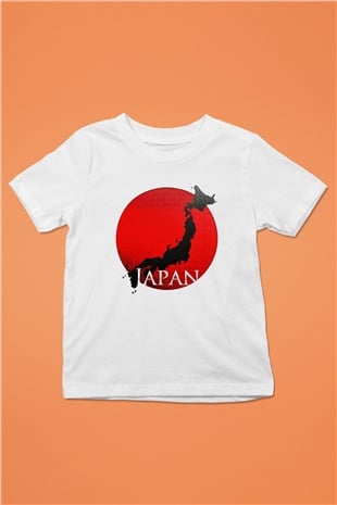 Japonya Baskılı Beyaz Unisex Çocuk Tişört