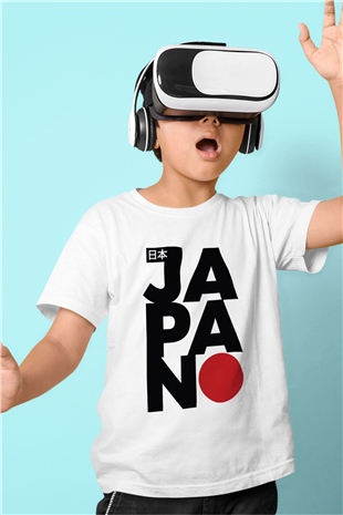 Japonya Beyaz Unisex Çocuk Tişört