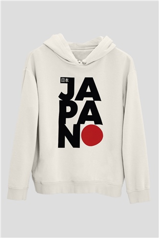 Japonya Beyaz Unisex Hoodie