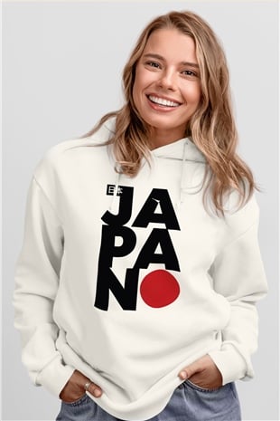 Japonya Beyaz Unisex Hoodie