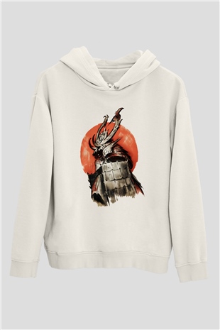 Japonya Beyaz Unisex Kapşonlu Sweatshirt
