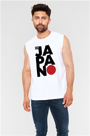 Japonya Beyaz Unisex Kolsuz Tişört