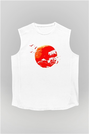 Japonya Beyaz Unisex Kolsuz Tişört