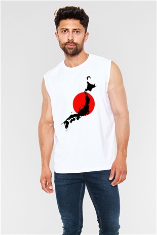 Japonya Beyaz Unisex Kolsuz Tişört